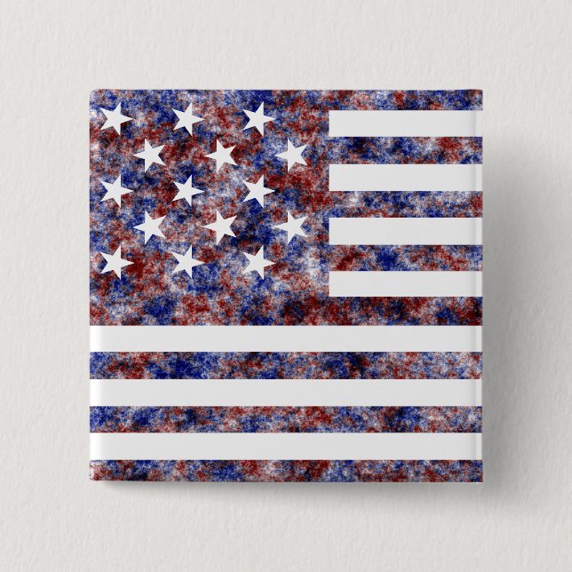 Badge Carré 5 Cm Drapeau américain 15 étoiles (Devant)
