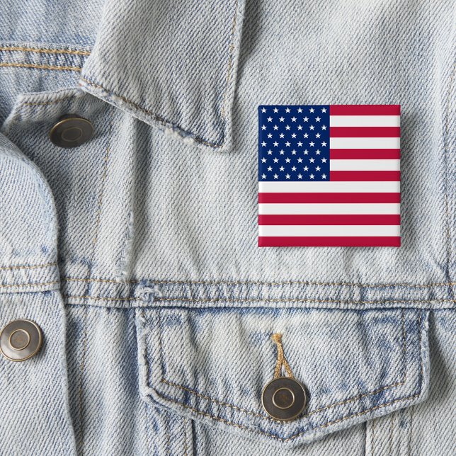 Badge Carré 5 Cm Drapeau américain 4 juillet élection patriotique (USA American Flag 4th of July Patriotic Election Pinback Button)