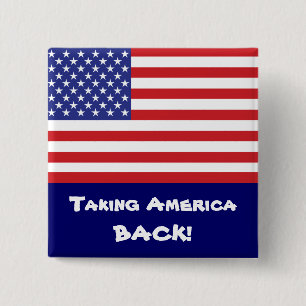 Badge Carré 5 Cm Drapeau américain 50 étoiles