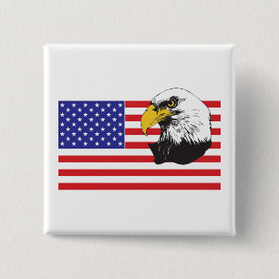 Badge Carré 5 Cm Drapeau américain et aigle