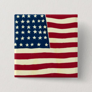 Badge Carré 5 Cm Drapeau américain patriotique vintage, Quatre juil