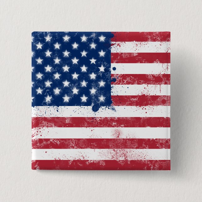 Badge Carré 5 Cm Drapeau américain peint (Devant)
