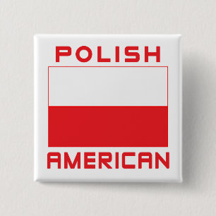 Badge Carré 5 Cm Drapeau américain polonais
