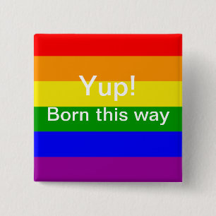 Badge Carré 5 Cm Drapeau arc-en-ciel de la fierté gay ouais né comm