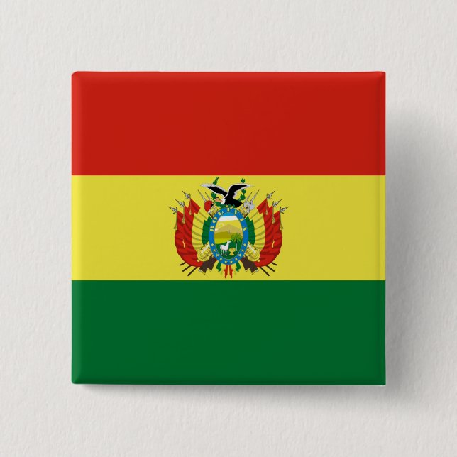 Badge Carré 5 Cm Drapeau bolivien (Devant)