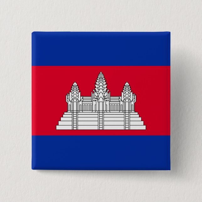 Badge Carré 5 Cm Drapeau cambodgien (Devant)