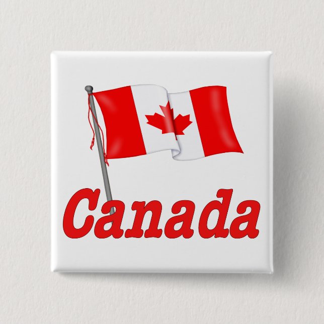 Badge Carré 5 Cm Drapeau canadien (Devant)