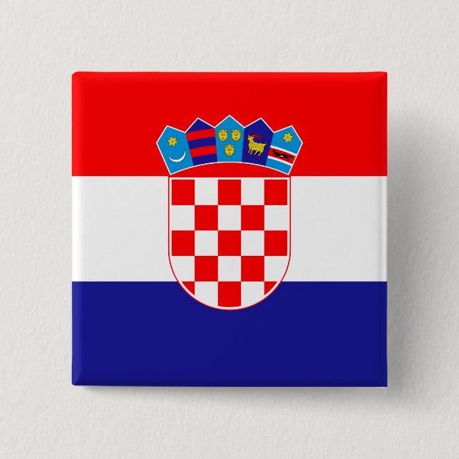 Badge Carré 5 Cm Drapeau Croatie (Devant)