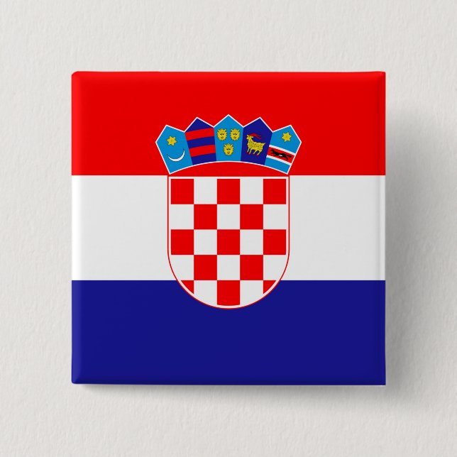 Badge Carré 5 Cm Drapeau Croatie (Devant)