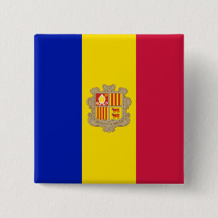 Badge Carré 5 Cm Drapeau d'Andorre