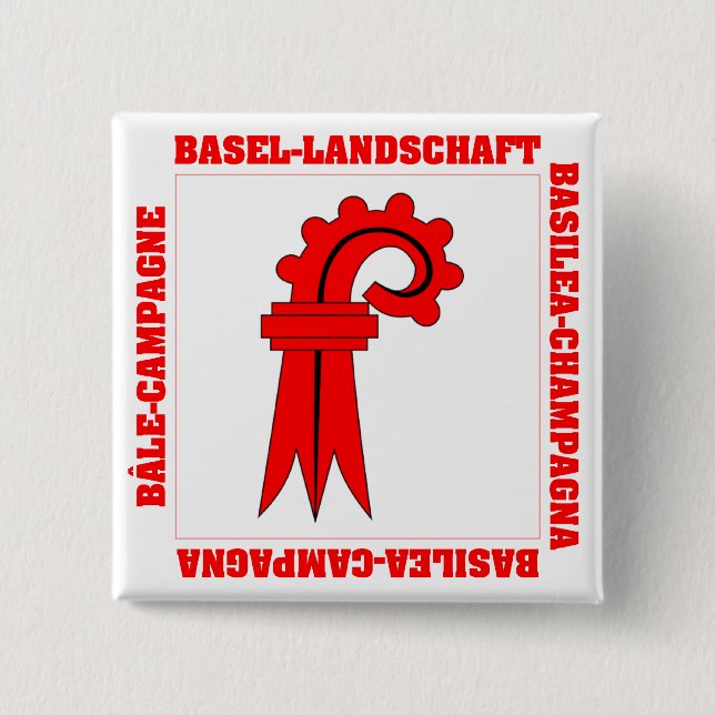 Badge Carré 5 Cm Drapeau de Bâle Landschaft Suisse (Devant)