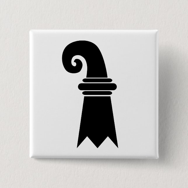 Badge Carré 5 Cm Drapeau de Bâle, Suisse (Devant)