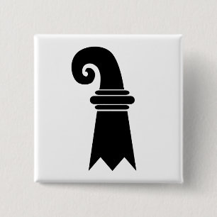 Badge Carré 5 Cm Drapeau de Bâle, Suisse