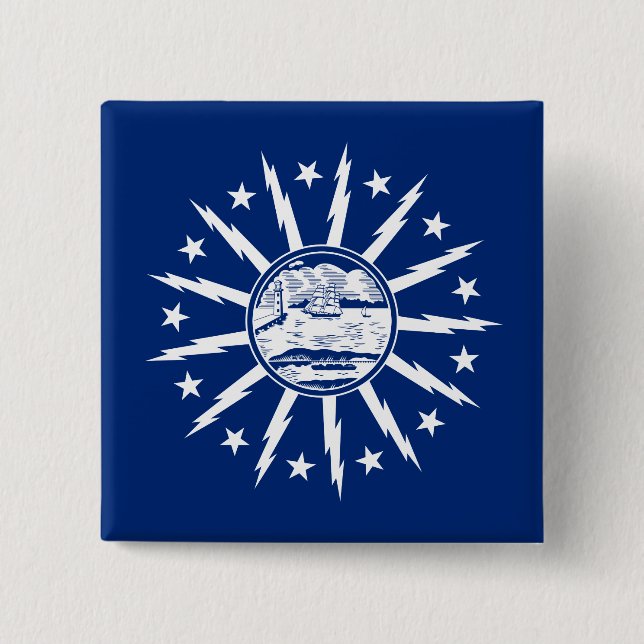 Badge Carré 5 Cm Drapeau de Buffalo, New York (Devant)