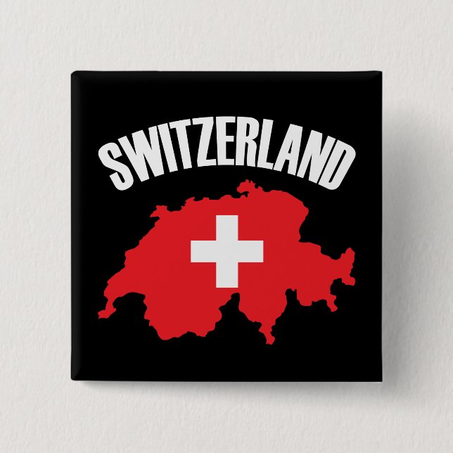 Badge Carré 5 Cm Drapeau de carte Suisse (Devant)