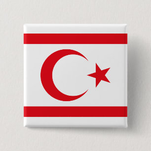 Badge Carré 5 Cm Drapeau de Chypre du Nord