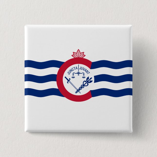 Badge Carré 5 Cm Drapeau de Cincinnati (Ohio) (Devant)