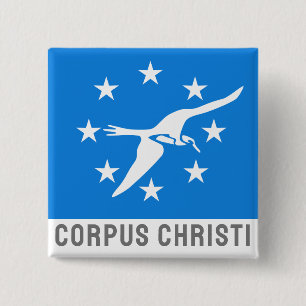 Badge Carré 5 Cm Drapeau de Corpus Christi, Texas
