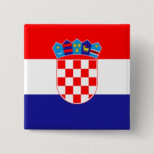 Badge Carré 5 Cm Drapeau de Croatie (Devant)