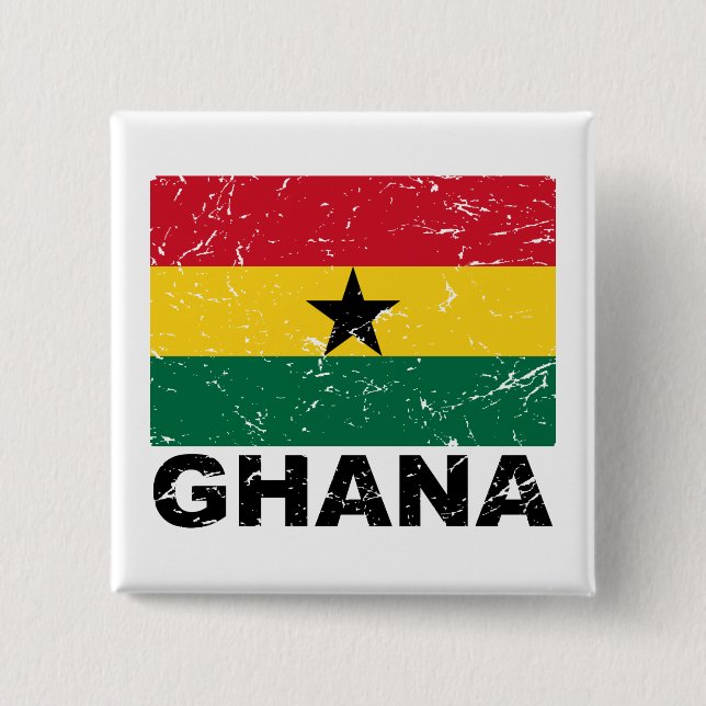 Badge Carré 5 Cm Drapeau de cru du Ghana (Devant)