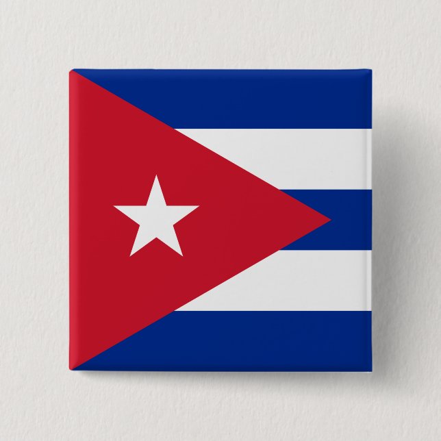 Badge Carré 5 Cm Drapeau de Cuba (Devant)