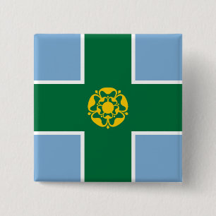 Badge Carré 5 Cm Drapeau de Derbyshire (Comté d'Angleterre, Royaume