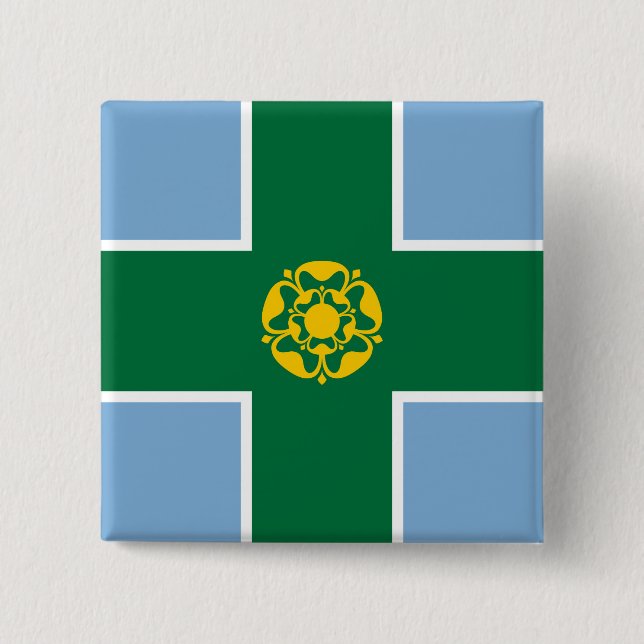 Badge Carré 5 Cm Drapeau de Derbyshire (Comté d'Angleterre, Royaume (Devant)