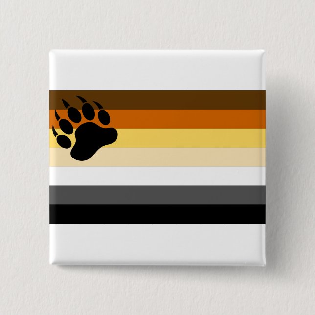 Badge Carré 5 Cm Drapeau de fierté Gay Bear (Devant)
