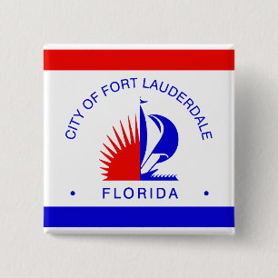 Badge Carré 5 Cm Drapeau de Fort Lauderdale, Floride