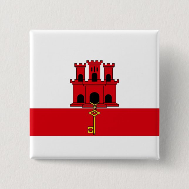 Badge Carré 5 Cm Drapeau de Gibraltar (Devant)