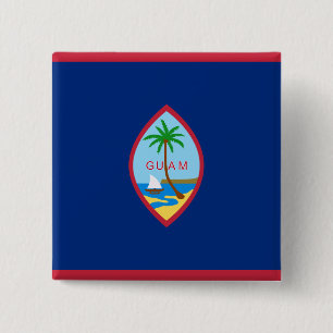 Badge Carré 5 Cm Drapeau de Guam