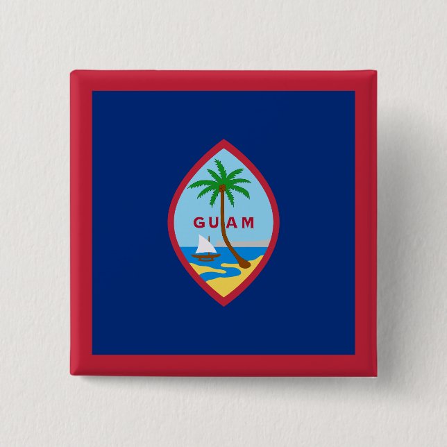 Badge Carré 5 Cm Drapeau de Guam (Devant)