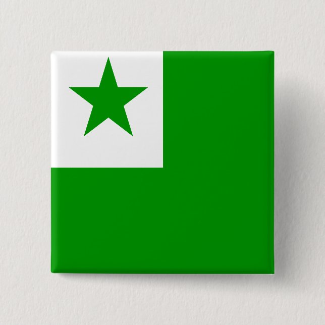 Badge Carré 5 Cm Drapeau de haute qualité d'espéranto (Devant)