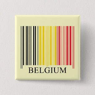 Badge Carré 5 Cm Drapeau de la Belgique de code barres