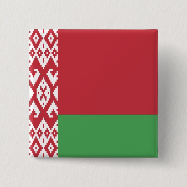 Badge Carré 5 Cm Drapeau de la Biélorussie (Devant)