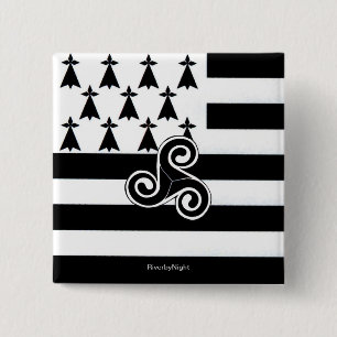 Badge Carré 5 Cm Drapeau de la Bretagne (Breton)