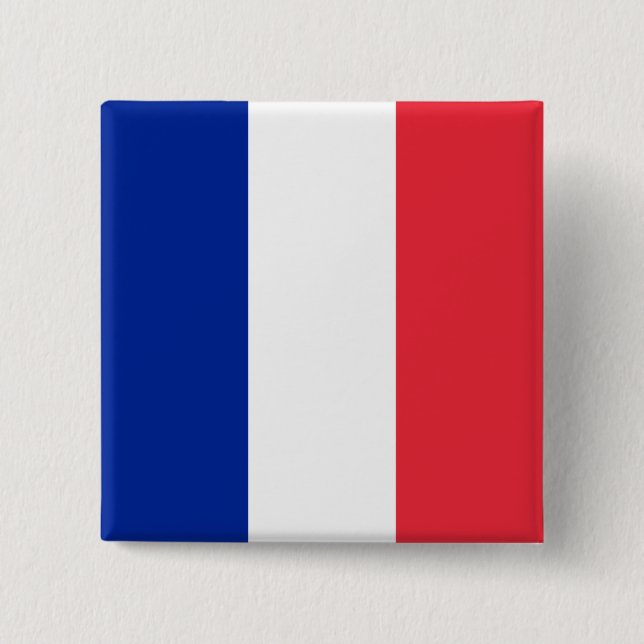 Badge Carré 5 Cm Drapeau de la France (Devant)