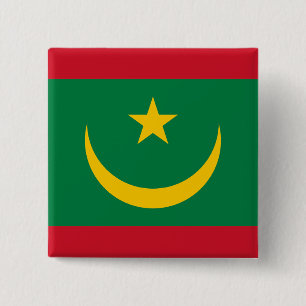 Badge Carré 5 Cm Drapeau de la Mauritanie