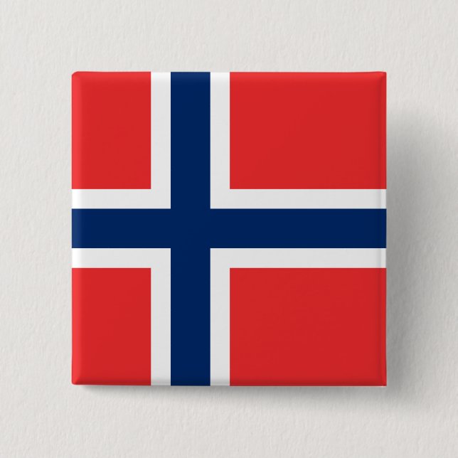 Badge Carré 5 Cm Drapeau de la Norvège (Devant)
