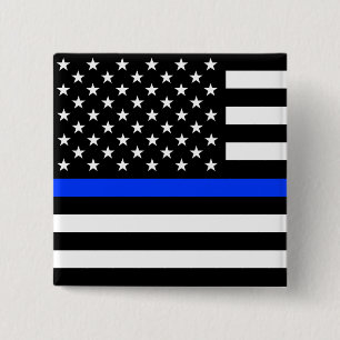 Badge Carré 5 Cm Drapeau de la police Thin Blue Line