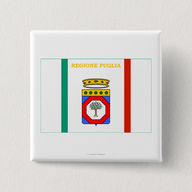 Badge Carré 5 Cm Drapeau de la Puglia (Devant)