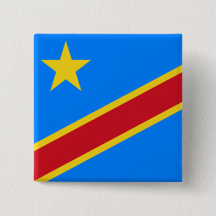 Badge Carré 5 Cm Drapeau de la RDC (République démocratique du Cong