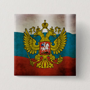 Badge Carré 5 Cm Drapeau de la Russie qui flotte