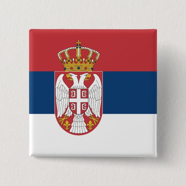 Badge Carré 5 Cm Drapeau de la Serbie (Devant)