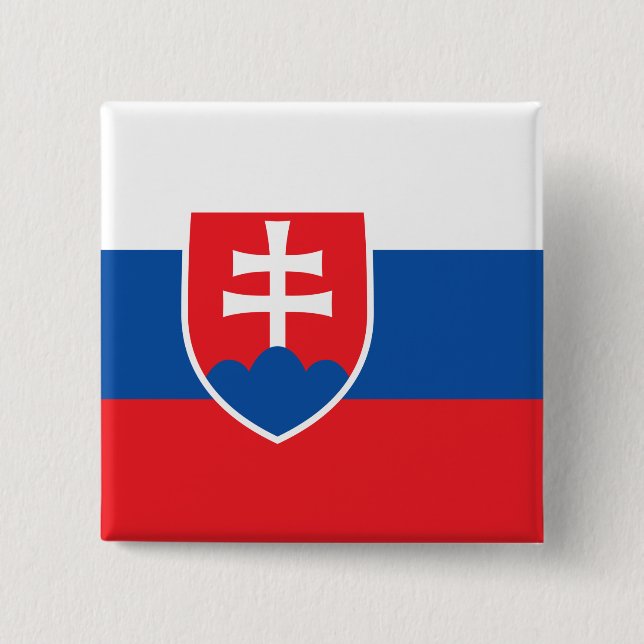 Badge Carré 5 Cm Drapeau de la Slovaquie (Devant)