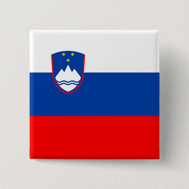 Badge Carré 5 Cm Drapeau de la Slovénie (Devant)