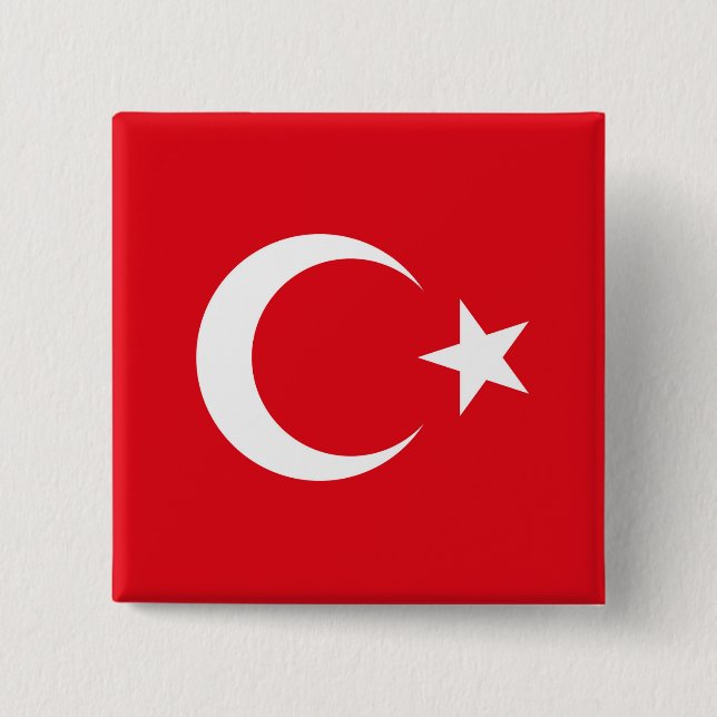 Badge Carré 5 Cm Drapeau de la Turquie (Devant)