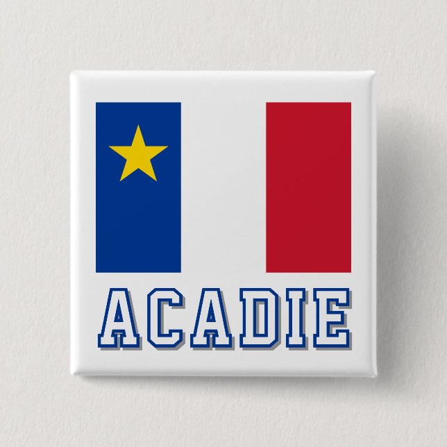 Badge Carré 5 Cm Drapeau de l'Acadie (Devant)