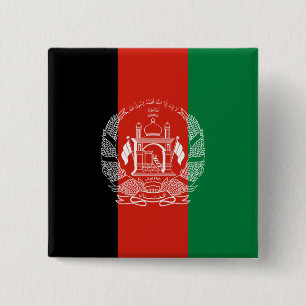 Badge Carré 5 Cm Drapeau de l'Afghanistan