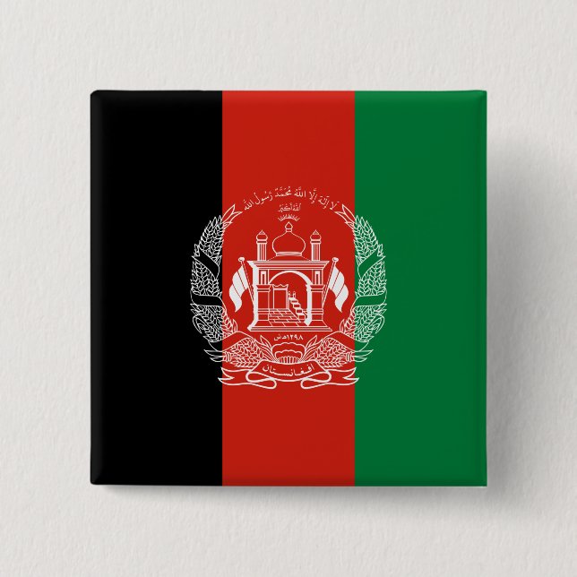 Badge Carré 5 Cm Drapeau de l'Afghanistan (Devant)